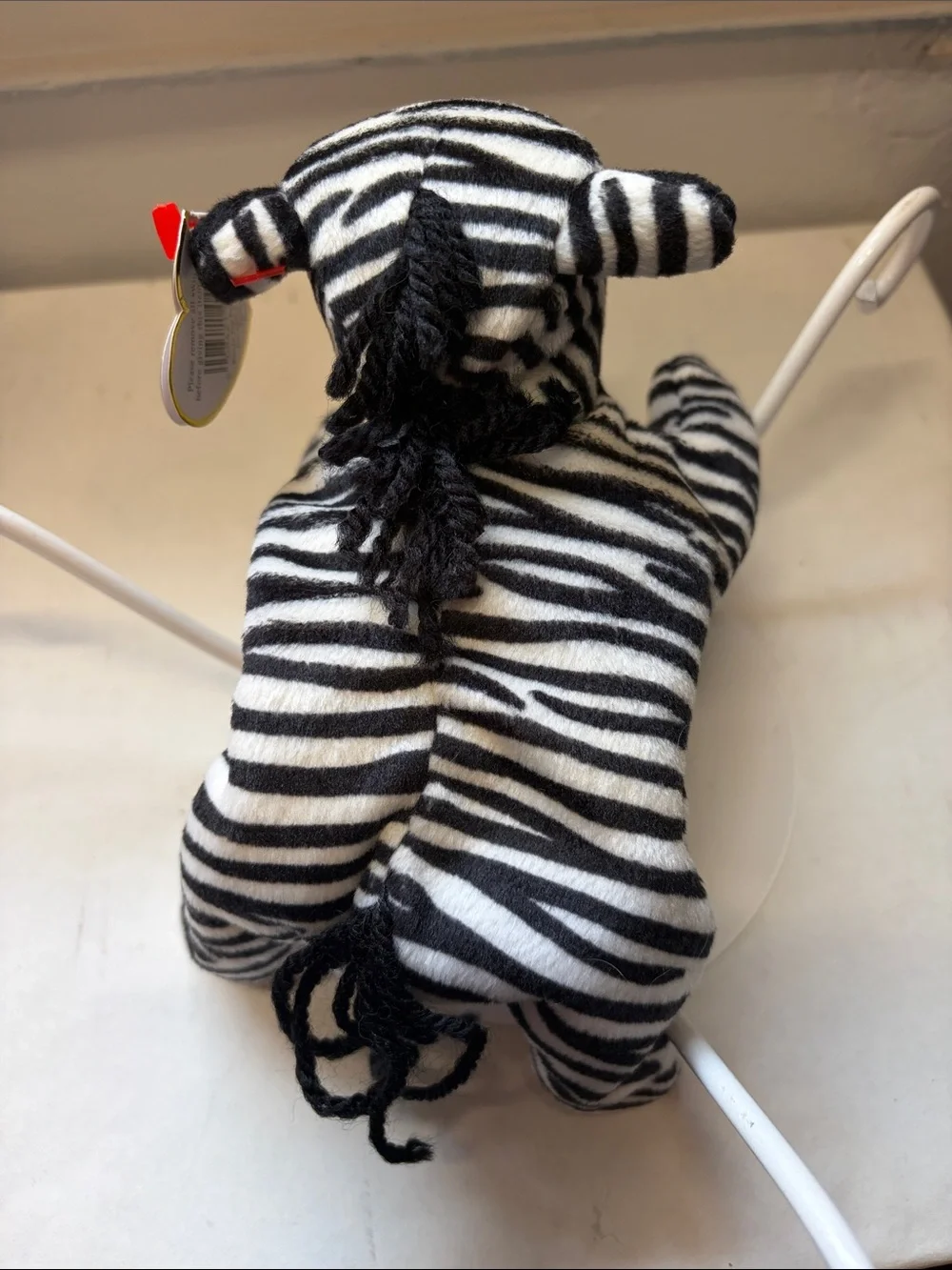 Ty Black & White Ziggy the Zebra Beanie Baby with Heart Tag